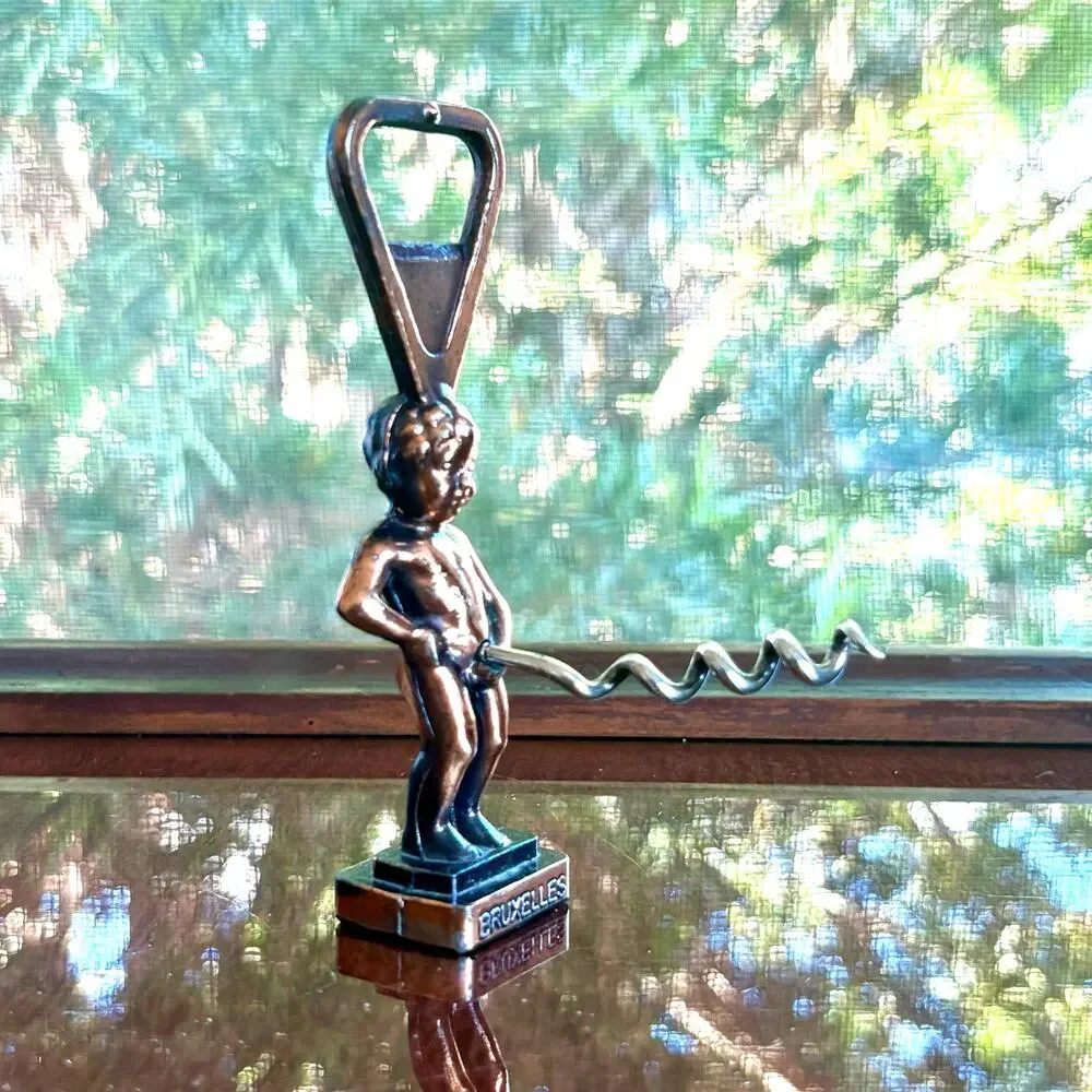 Vintage 1970s Copper Figural Corkscrew Bottle Opener Bruxelles